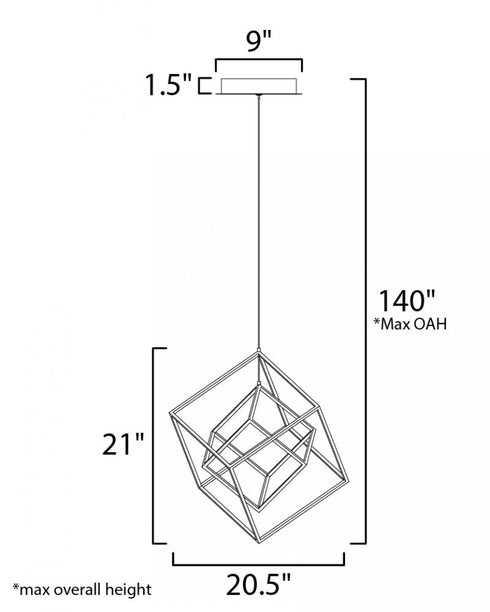 ET2 4 Square Single Pendant Model: E30584-BKPC