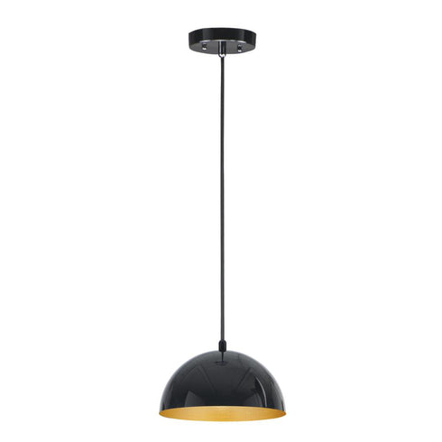 ET2 Hemisphere Single Pendant in Gloss Black / Gold Finish Model: E24900-GBGLD
