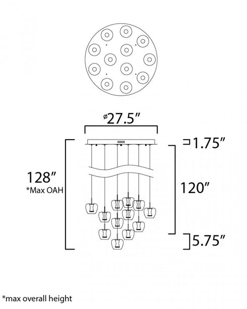 ET2 Newton Multi Light Pendant Model: E24167-18BKGLD