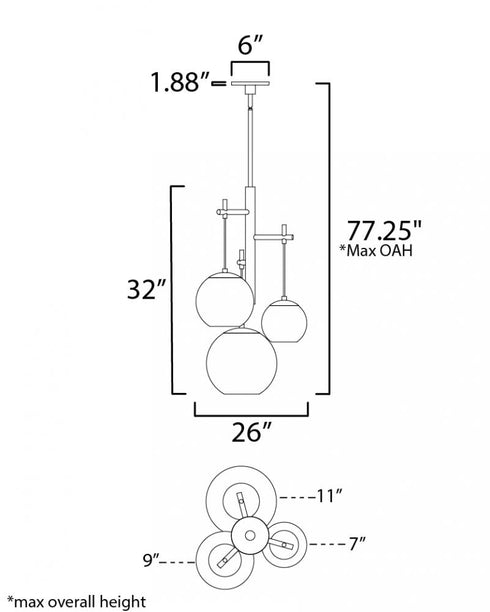 ET2 Nucleus Multi Light Pendant Model: E25156-BKNAB
