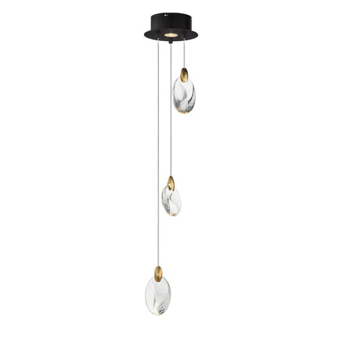 ET2 Pebble Multi Light Pendant in Black / Polished Gold Finish Model: E11073-122BKPG