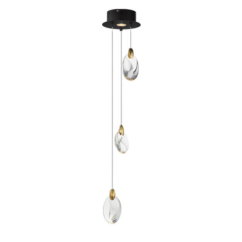 ET2 Pebble Multi Light Pendant in Black / Polished Gold Finish Model: E11073-122BKPG