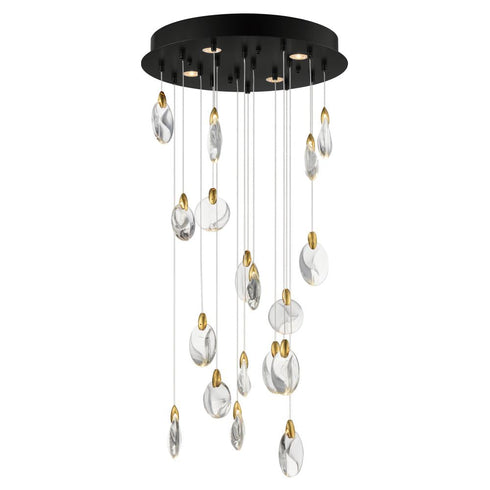 ET2 Pebble Multi Light Pendant in Black / Polished Gold Finish Model: E11079-122BKPG
