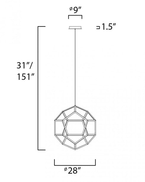 ET2 Penta Single Pendant Model: E25106-BK