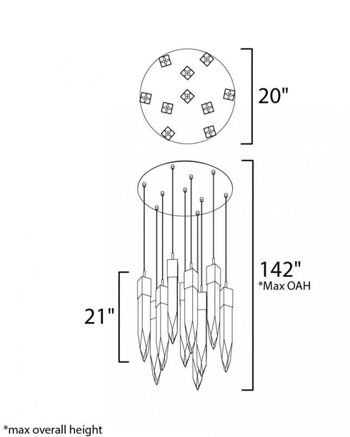 ET2 Quartz Multi Light Pendant in Polished Chrome Finish Model: E31247-20PC