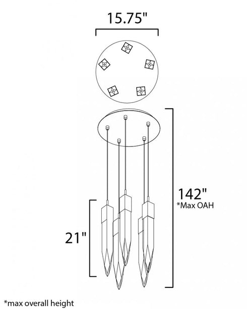 ET2 Quartz Multi Light Pendant Model: E31244-20BK