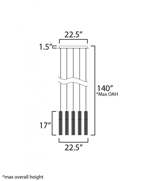 ET2 Reeds Multi Light Pendant Model: E11019-144GLD