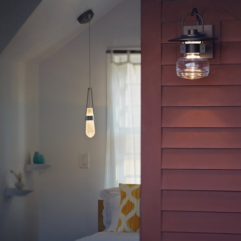 Hubbardton Forge 1 Light Link Blown Glass Low Voltage Mini Pendant in Vintage Platinum Finish Model: 161042-SKT-STND-82-YG0434