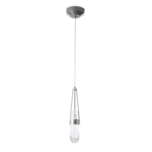 Hubbardton Forge 1 Light Link Blown Glass Low Voltage Mini Pendant in Vintage Platinum Finish Model: 161042-SKT-STND-82-YG0434