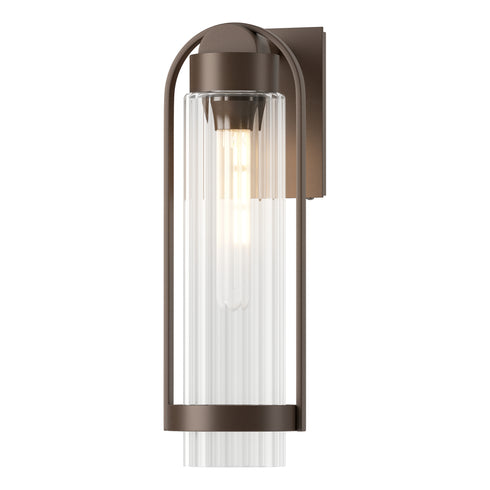 Hubbardton Forge Alcove Medium Outdoor Sconce in Coastal Oil Rubbed Bronze Finish Model: 302556-SKT-14-FD0742