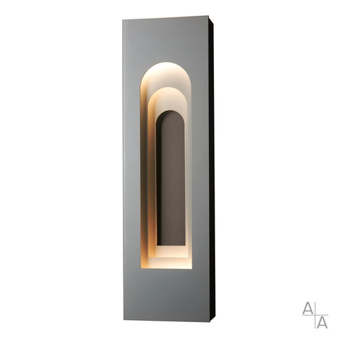 Hubbardton Forge Art + Alchemy Procession Arch Small Outdoor Sconce in Coastal Burnished Steel Finish Model: 403046-SKT-78-14