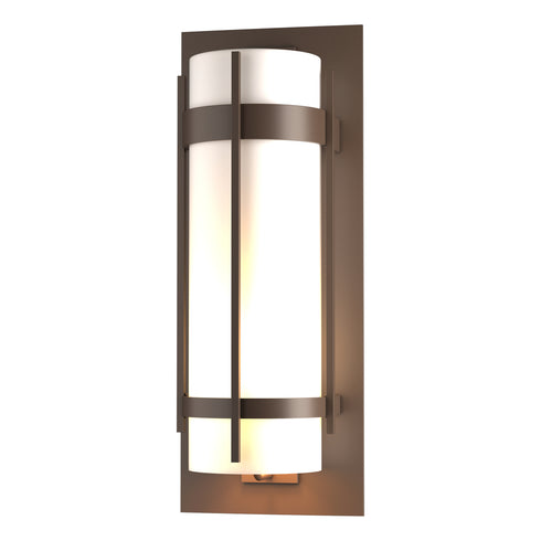 Hubbardton Forge Banded Extra Large Outdoor Sconce in Coastal Oil Rubbed Bronze Finish Model: 305895-SKT-14-GG0240