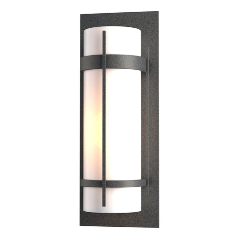 Hubbardton Forge Banded Large Outdoor Sconce in Coastal Oil Rubbed Bronze Finish Model: 305894-SKT-14-GG0037