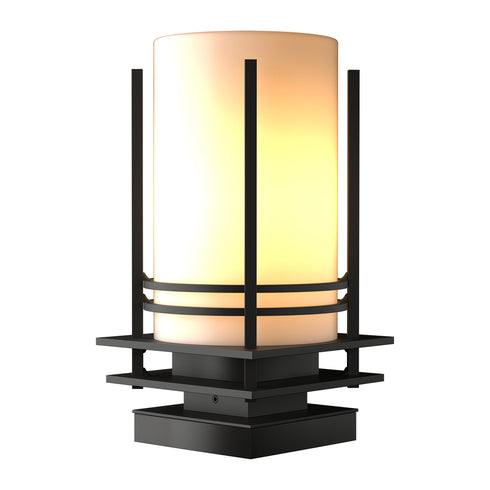 Hubbardton Forge Banded Outdoor Pier Mount in Coastal Oil Rubbed Bronze Finish Model: 335796-SKT-14-GG0026