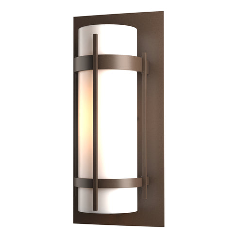 Hubbardton Forge Banded Outdoor Sconce in Coastal Oil Rubbed Bronze Finish Model: 305893-SKT-14-GG0034