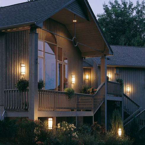 Hubbardton Forge Banded Outdoor Sconce in Coastal Oil Rubbed Bronze Finish Model: 305893-SKT-14-GG0034