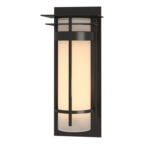 Hubbardton Forge Banded with Top Plate Extra Large Outdoor Sconce in Coastal Oil Rubbed Bronze Finish Model: 305995-SKT-14-GG0240