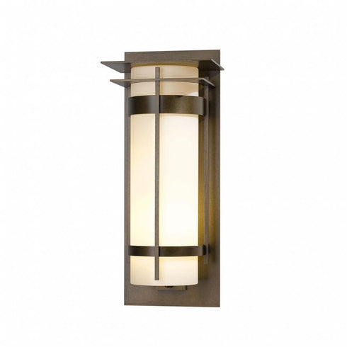 Hubbardton Forge Banded with Top Plate Extra Large Outdoor Sconce in Coastal Oil Rubbed Bronze Finish Model: 305995-SKT-14-GG0240