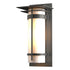 Hubbardton Forge Banded with Top Plate Large Outdoor Sconce in Coastal Oil Rubbed Bronze Finish Model: 305994-SKT-14-GG0037