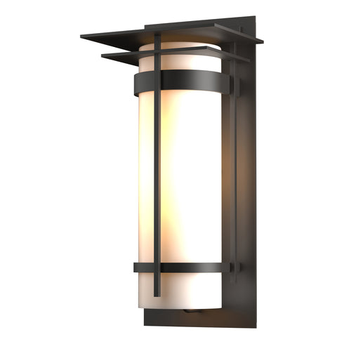 Hubbardton Forge Banded with Top Plate Large Outdoor Sconce in Coastal Oil Rubbed Bronze Finish Model: 305994-SKT-14-GG0037