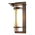 Hubbardton Forge Banded with Top Plate Large Outdoor Sconce in Coastal Oil Rubbed Bronze Finish Model: 305994-SKT-14-GG0037