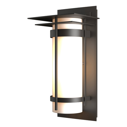 Hubbardton Forge Banded with Top Plate Outdoor Sconce in Coastal Oil Rubbed Bronze Finish Model: 305993-SKT-14-GG0034