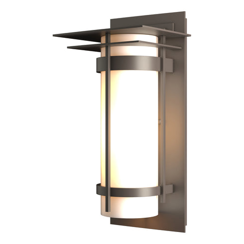 Hubbardton Forge Banded with Top Plate Outdoor Sconce in Coastal Oil Rubbed Bronze Finish Model: 305993-SKT-14-GG0034