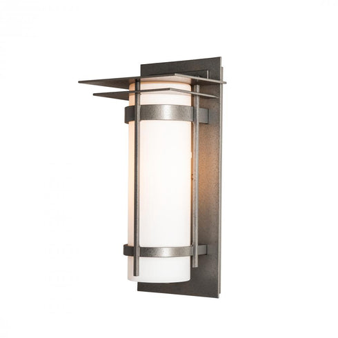 Hubbardton Forge Banded with Top Plate Outdoor Sconce in Coastal Oil Rubbed Bronze Finish Model: 305993-SKT-14-GG0034