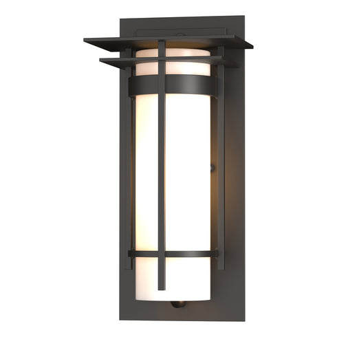 Hubbardton Forge Banded with Top Plate Small Outdoor Sconce in Coastal Oil Rubbed Bronze Finish Model: 305992-SKT-14-GG0066