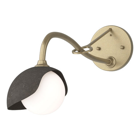 Hubbardton Forge Brooklyn 1 Light Single Shade Long Arm Sconce in Bronze Finish Model: 201376-SKT-05-02-GG0711