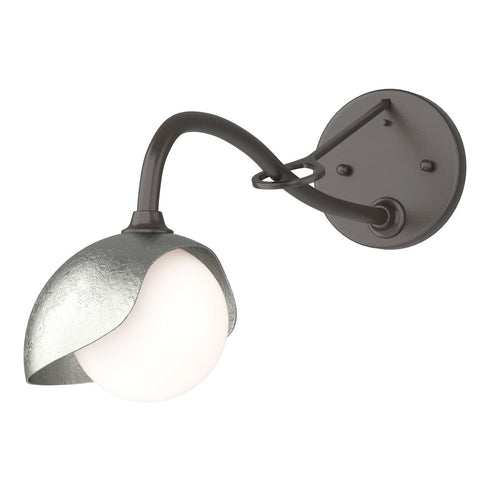 Hubbardton Forge Brooklyn 1 Light Single Shade Long Arm Sconce in Bronze Finish Model: 201376-SKT-05-02-GG0711