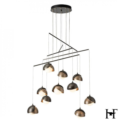 Hubbardton Forge Brooklyn 10 Light Double Shade Mobile Pendant in Dark Smoke Finish Model: 131155-SKT-STND-07-84-GG0711