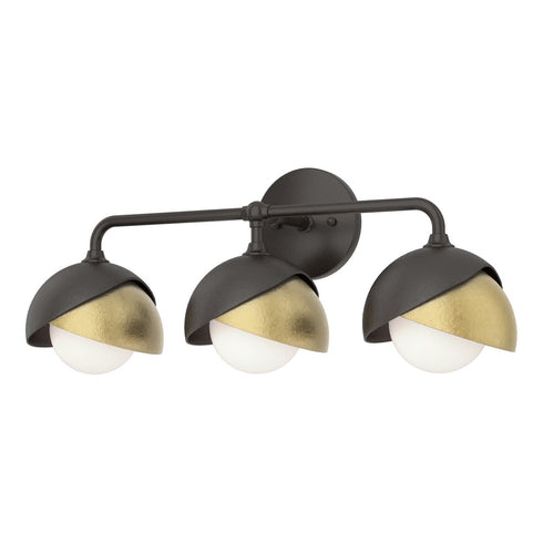 Hubbardton Forge Brooklyn 3 Light Double Shade Bath Sconce in Black Finish Model: 201375-SKT-10-02-GG0711