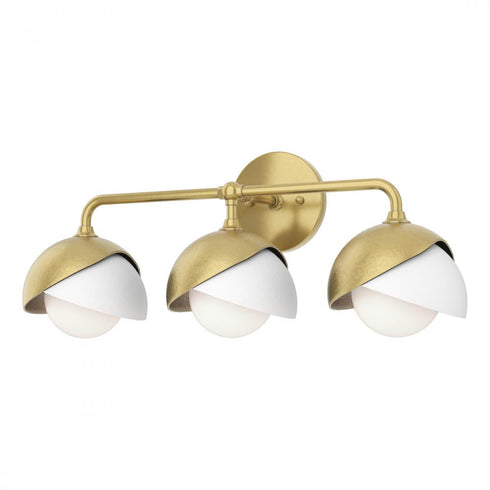 Hubbardton Forge Brooklyn 3 Light Double Shade Bath Sconce in Black Finish Model: 201375-SKT-10-02-GG0711