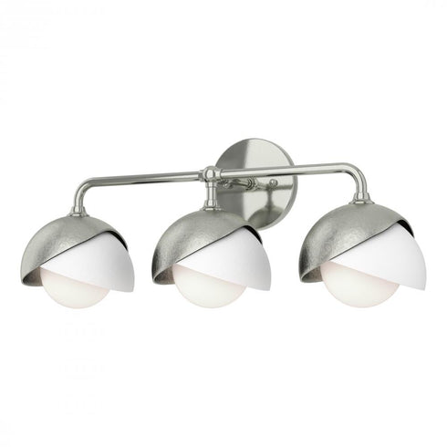 Hubbardton Forge Brooklyn 3 Light Double Shade Bath Sconce in Black Finish Model: 201375-SKT-10-02-GG0711
