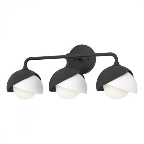 Hubbardton Forge Brooklyn 3 Light Double Shade Bath Sconce in Black Finish Model: 201375-SKT-10-02-GG0711