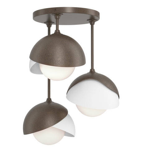 Hubbardton Forge Brooklyn 3 Light Double Shade Semi Flush Model: 121374-SKT-89-84-GG0711