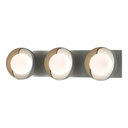 Hubbardton Forge Brooklyn 3 Light Straight Double Shade Bath Sconce in Black Finish Model: 201378-SKT-10-02-GG0711