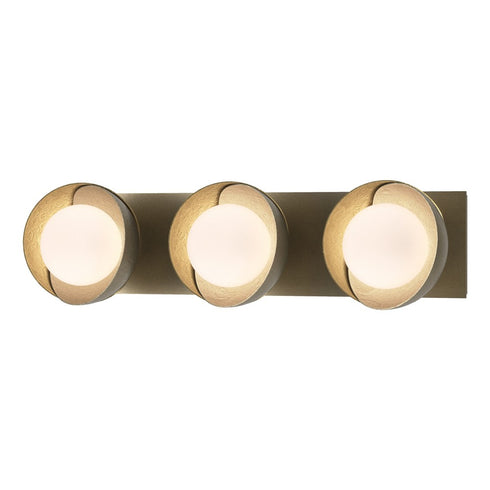 Hubbardton Forge Brooklyn 3 Light Straight Double Shade Bath Sconce in Black Finish Model: 201378-SKT-10-02-GG0711