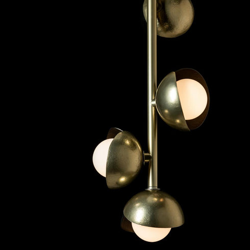 Hubbardton Forge Brooklyn 4 Light Double Shade Vertical Pendant in Modern Brass Finish Model: 131611-SKT-MULT-86-14-GG0711