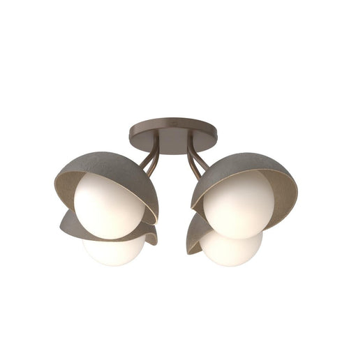 Hubbardton Forge Brooklyn 4 Light Single Shade Semi Flush Model: 121375-SKT-05-05-GG0711