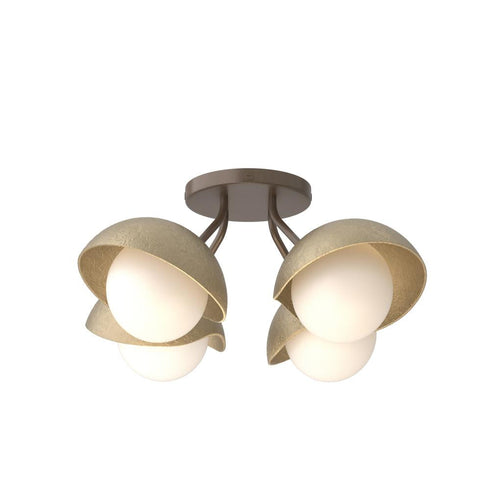 Hubbardton Forge Brooklyn 4 Light Single Shade Semi Flush Model: 121375-SKT-05-05-GG0711
