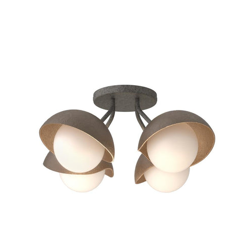 Hubbardton Forge Brooklyn 4 Light Single Shade Semi Flush Model: 121375-SKT-20-82-GG0711