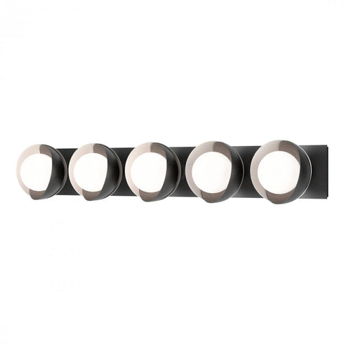 Hubbardton Forge Brooklyn 5 Light Straight Double Shade Bath Sconce in Black Finish Model: 201379-SKT-10-02-GG0711
