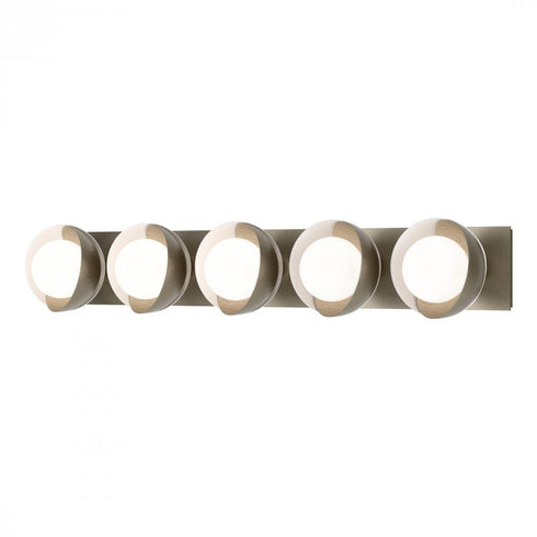 Hubbardton Forge Brooklyn 5 Light Straight Double Shade Bath Sconce in Black Finish Model: 201379-SKT-10-02-GG0711