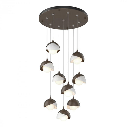 Hubbardton Forge Brooklyn 9 Light Double Shade Pendant Model: 131105-SKT-LONG-05-89-GG0711