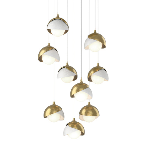Hubbardton Forge Brooklyn 9 Light Double Shade Pendant Model: 131105-SKT-STND-10-89-GG0711