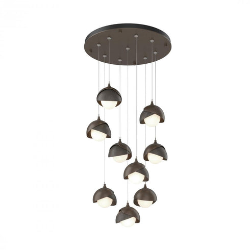 Hubbardton Forge Brooklyn 9 Light Double Shade Round Pendant Model: 131105-SKT-STND-20-84-GG0711
