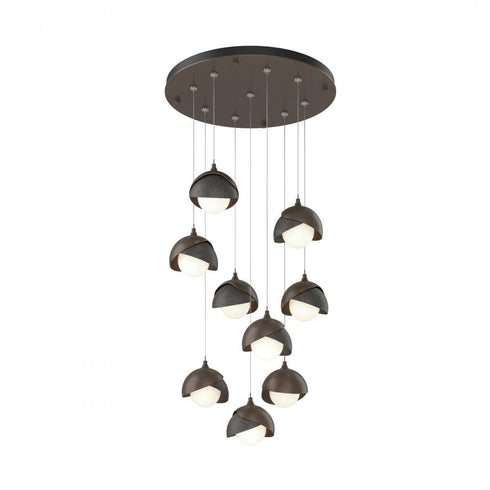 Hubbardton Forge Brooklyn 9 Light Double Shade Round Pendant Model: 131105-SKT-STND-20-84-GG0711