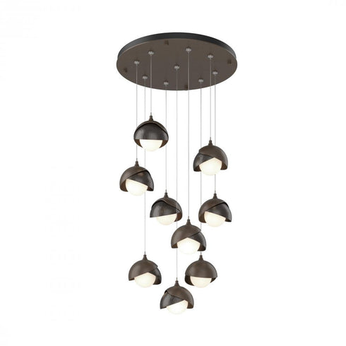 Hubbardton Forge Brooklyn 9 Light Double Shade Round Pendant Model: 131105-SKT-STND-20-84-GG0711